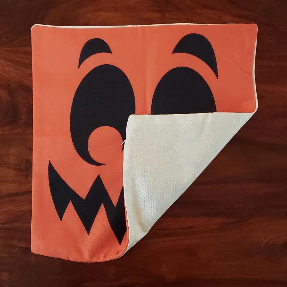 Halloween Pillow Cover • Jack O’Lantern Pumpkin Face Orange Black • 18x18